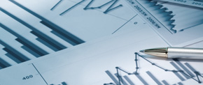 Printed financial charts with a pen