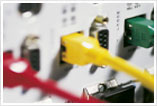 Network cables plugged into a switch