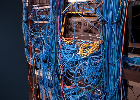 Network rack with patch cables